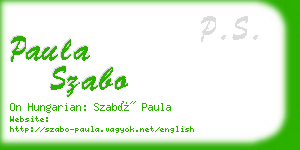 paula szabo business card